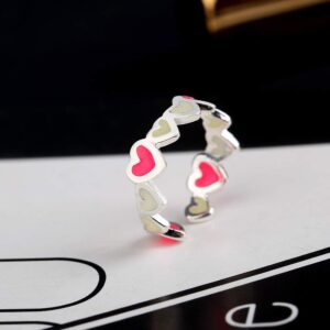 SEniutarm Engagement Love Rings Wedding Bands Luminous Colorful Hearts Lovers Couples Ring Promise Wedding Party Jewelry Decor for Women/Girl Finger Rings DIY Jewelry Gifts - Colorful