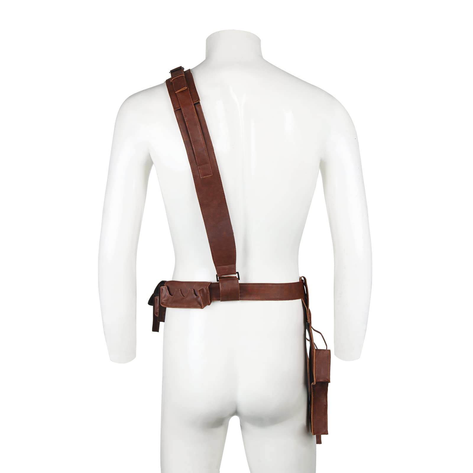 WeizhaonanCos Men Mandalorian Belt with Holster Adjustable Belt Brown Leather Halloween Cosplay Prop (Large)