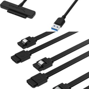 SABRENT USB 3.0 to SSD / 2.5-Inch SATA I/II/IIIHard Drive Adapter + 3 Pack SATA III (6 Gbit/s) Straight Data Cable with Locking Latch