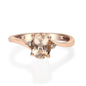 gin & grace 14k rose gold genuine morganite ring with diamonds for women | ethically, authentically & organically sourced (oval-cut) shaped morganite hand-crafted jewelry for her |