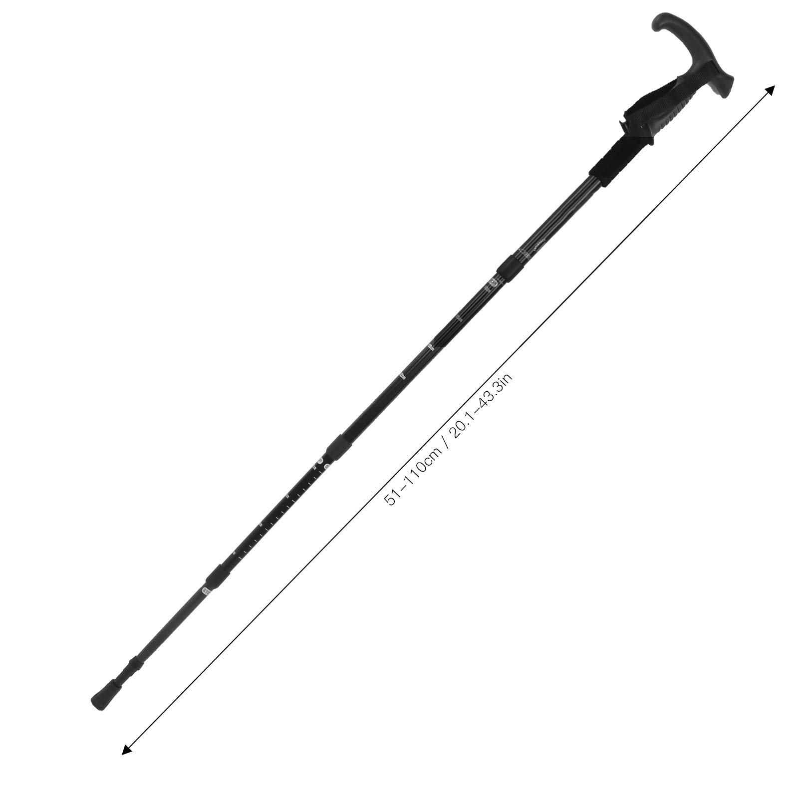 Portable Trekking Pole, Outdoor Walking Stick High Strength Aluminum Alloy Hiking Poles Anti‑Slip Canes for Elderly(Black) Trekking Poles