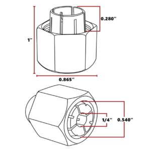 HAKATOP 19691 1/4" Router Collet Replacement For Dewalt 326286-04 Big Horn 1/4" Bosch 2610906283 Hitachi 323-293 RC025DW