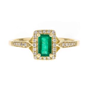 Gin & Grace 10K Yellow Gold Natural Emerald Diamond (SI1) Propose Promise Ring for Women