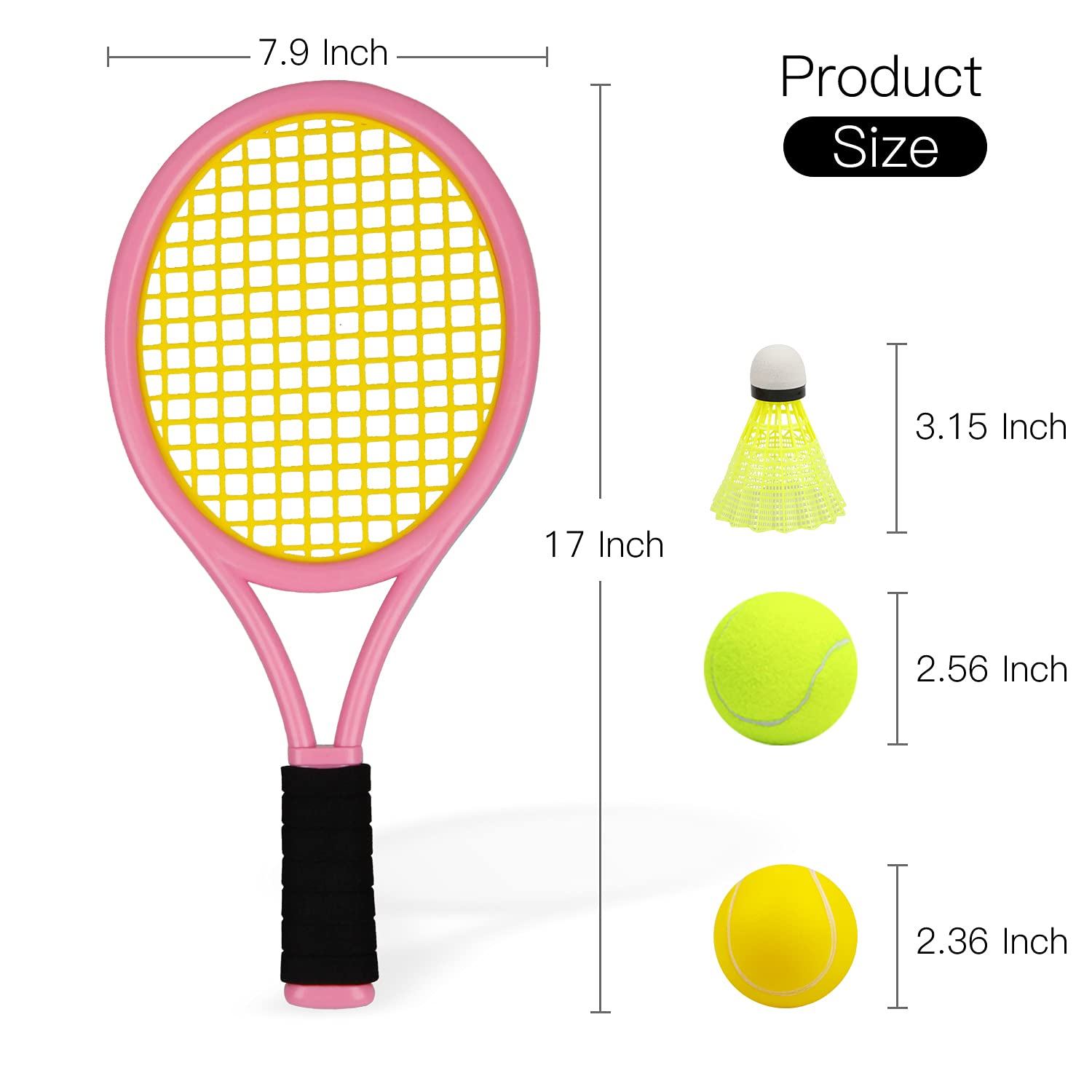 Crefotu Kid Tennis Racket Set for Toddler,Children,Sponge Handle, Includes 6 Badminton, 1 Tennis Ball, Bag and 2 Balls - Increase Children's Sports,Improve Tennis Skills