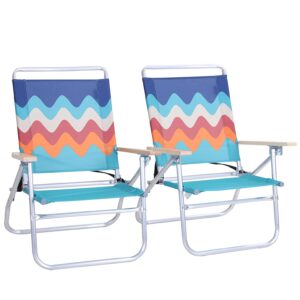 alpha camp backpack beach chairs set of 2 with cooler bag 3 position classic lay flat folding beach chair with backpack strap support 250lbs,blue