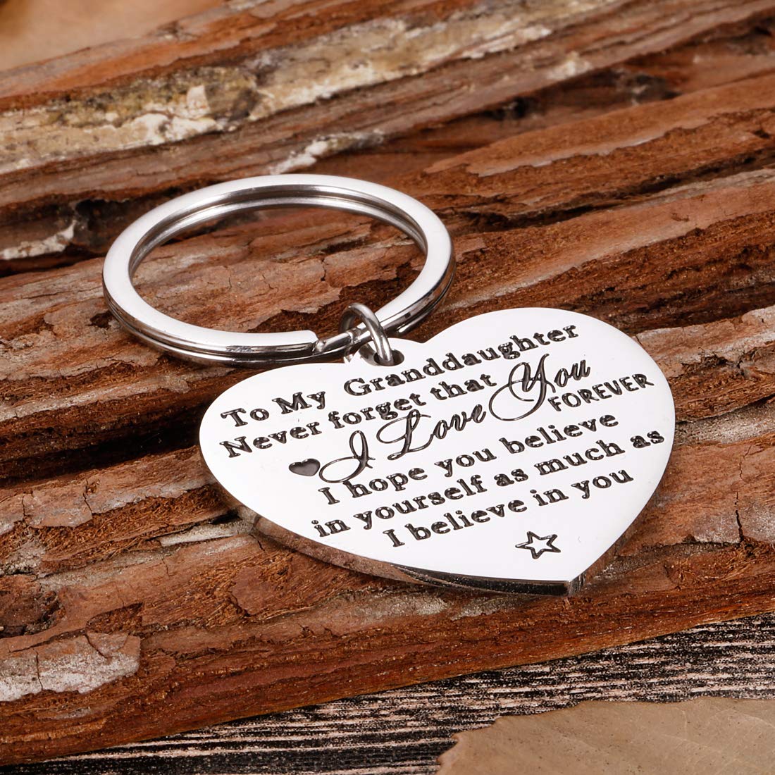 Granddaughter Keychain Gifts for Valentine Graduation from Grandma Grandpa to Granddaughter Mothers Day for Grand Kids Her Teen Adult Women Teenage Girls Christmas Gifts Inspirational Jewelry