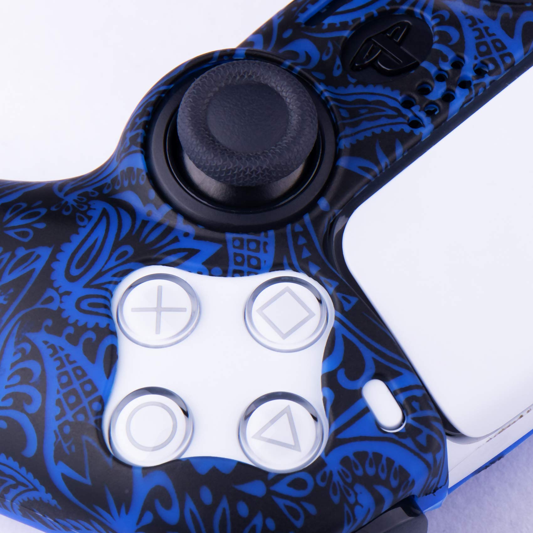 9CDeer 1 Piece of Silicone Transfer Print Protective Cover Skin + 10 Thumb Grips for PlayStation 5 / PS5 Controller Foliage Blue