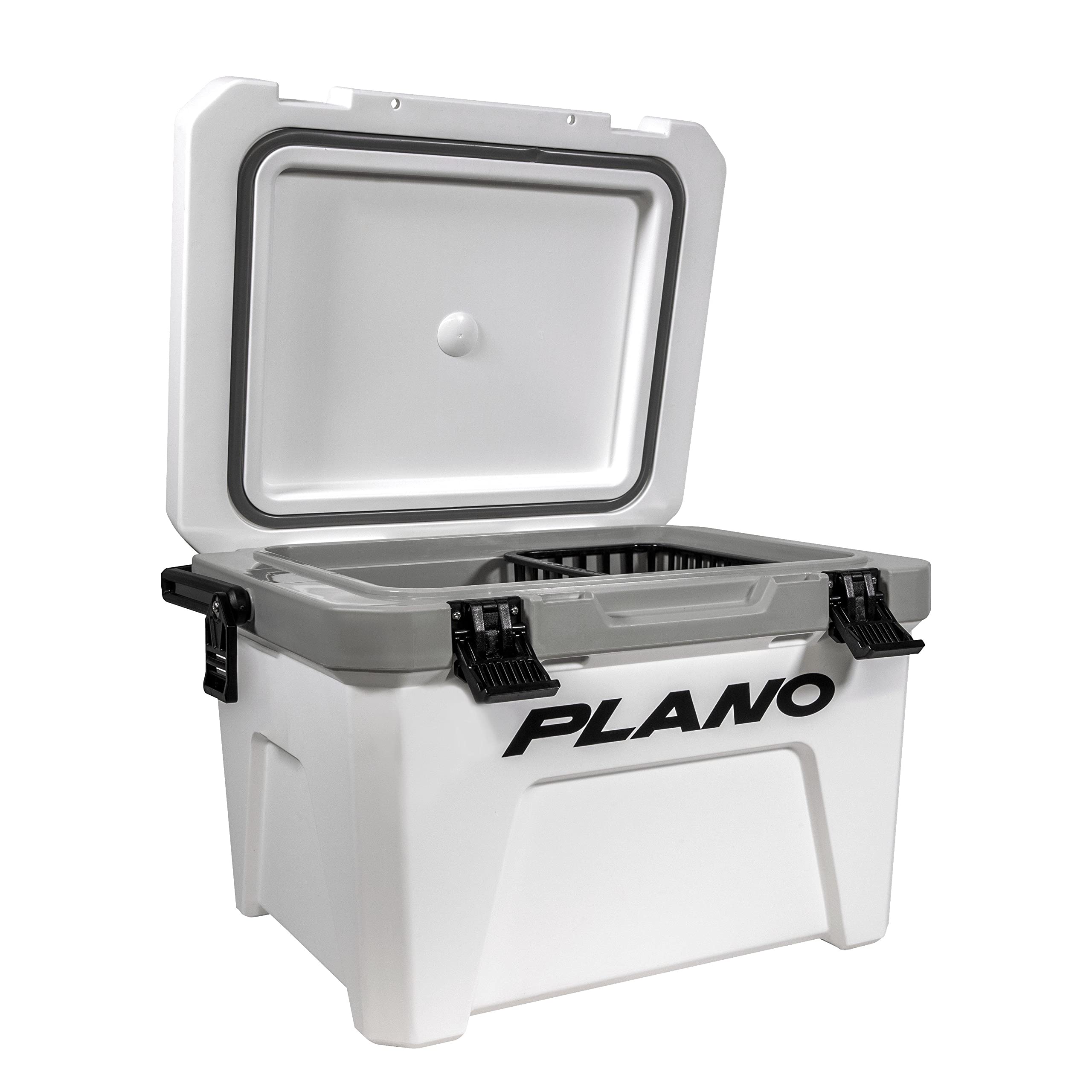 Plano Frost 21-Quart Hard Cooler, Includes Dry Basket, Small, White and Black, Durable, Insulated Ice Chest for Camping, Fishing, and Tailgating