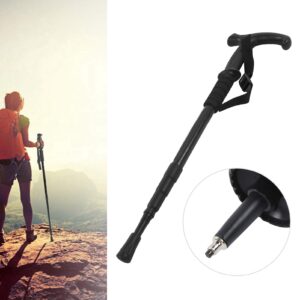 Portable Trekking Pole, Outdoor Walking Stick High Strength Aluminum Alloy Hiking Poles Anti‑Slip Canes for Elderly(Black) Trekking Poles