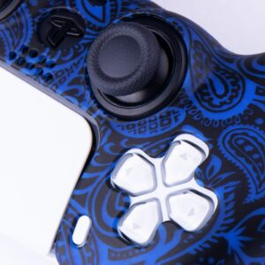 9CDeer 2 Pieces of Silicone Transfer Print Protective Cover Skin + 10 Thumb Grips for Playstation 5 / PS5 Controller Foliage Red & Blue