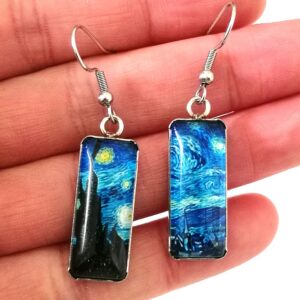 Van Gogh Painting Starry Sky Sunflower Drop Dangle Earrings for Women Abstract Art Earrings Charm Jewelry (Starry sky)