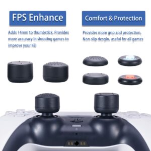 9CDeer 1 Piece of Silicone Transfer Print Protective Cover Skin + 10 Thumb Grips for PlayStation 5 / PS5 Controller Foliage Blue