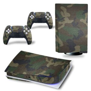 uushop skin sticker decal cover for ps5 cd disk edition console and controllers army green