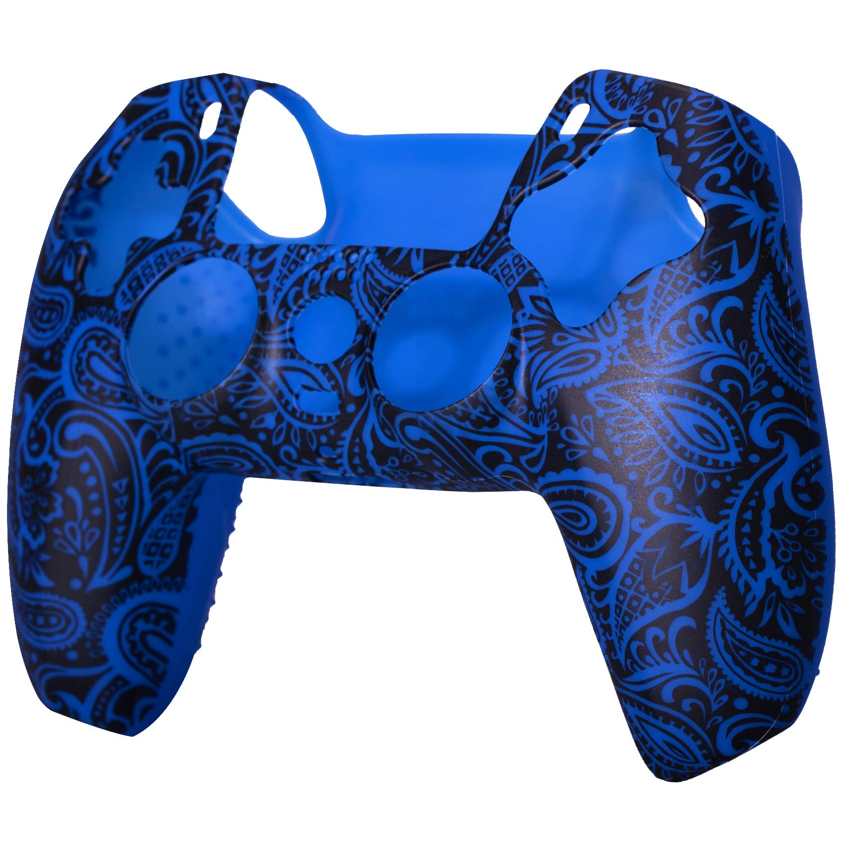 9CDeer 1 Piece of Silicone Transfer Print Protective Cover Skin + 10 Thumb Grips for PlayStation 5 / PS5 Controller Foliage Blue