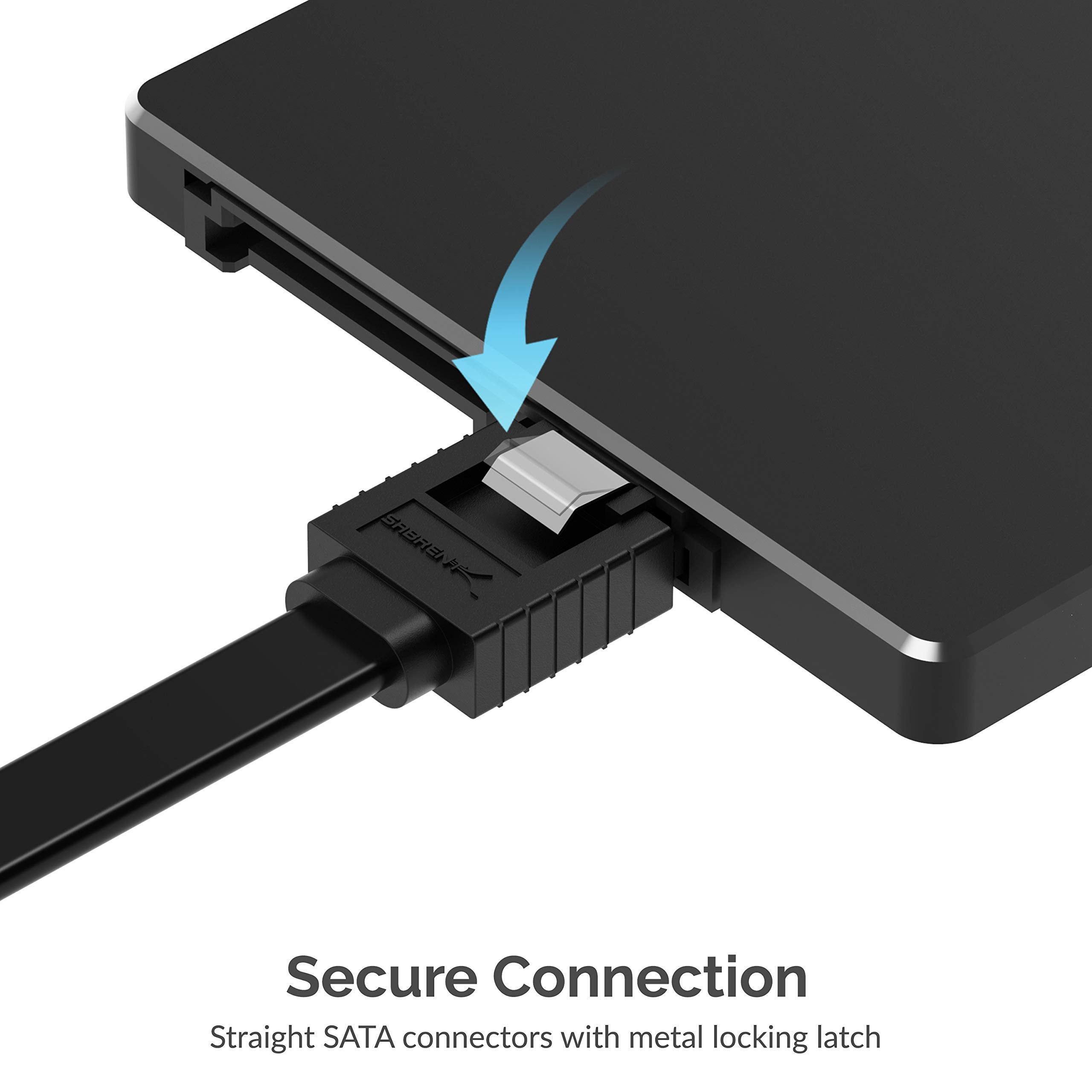 SABRENT USB 3.0 to SSD / 2.5-Inch SATA I/II/IIIHard Drive Adapter + 3 Pack SATA III (6 Gbit/s) Straight Data Cable with Locking Latch