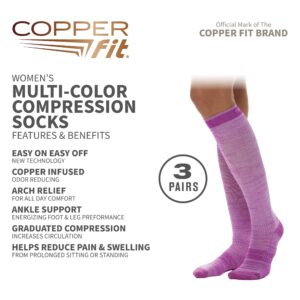 Copper Fit womens Knee High Compression Socks, Assorted Colors, Small-Medium US