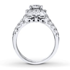 AHTAMOS Bridal Set 2 CT TW Round-Cut Moissanite Engagement Rings for Women Silver Size 4.5