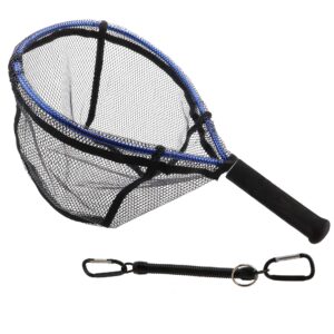 Facikono Fly Fishing Net Trout Net Kayak Fishing Net Freshwater Trout Fishing Landing Net Rubber Mesh for Catch and Release