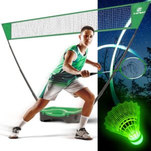 E-jetSport Badminton Net Outdoor Game Set, Rackets Shuttlecocks Combo for Kids & Family Portable, No Tools Required - Backyard Training, Beach, Park, Picnic Games, Green (EOB37540)