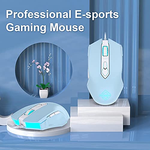 FELICON RGB Lightweight Gaming Mouse, Programmable 7 Buttons, Ergonomic LED Backlit USB Gamer Mice Computer Laptop PC,Compatible with Windows Mac OS Linux(Blue)