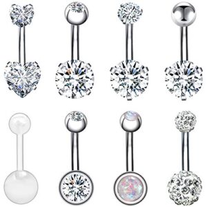 punktracker 16pcs belly button rings surgical steel belly ring navel rings belly piercing naval piercing jewelry