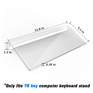 Richboom Acrylic Keyboard Stand for Slime/compact Keyboard, 78 keys Tilted Computer Keyboard Holder with Silicone Strip, Compact, 11.8" Length