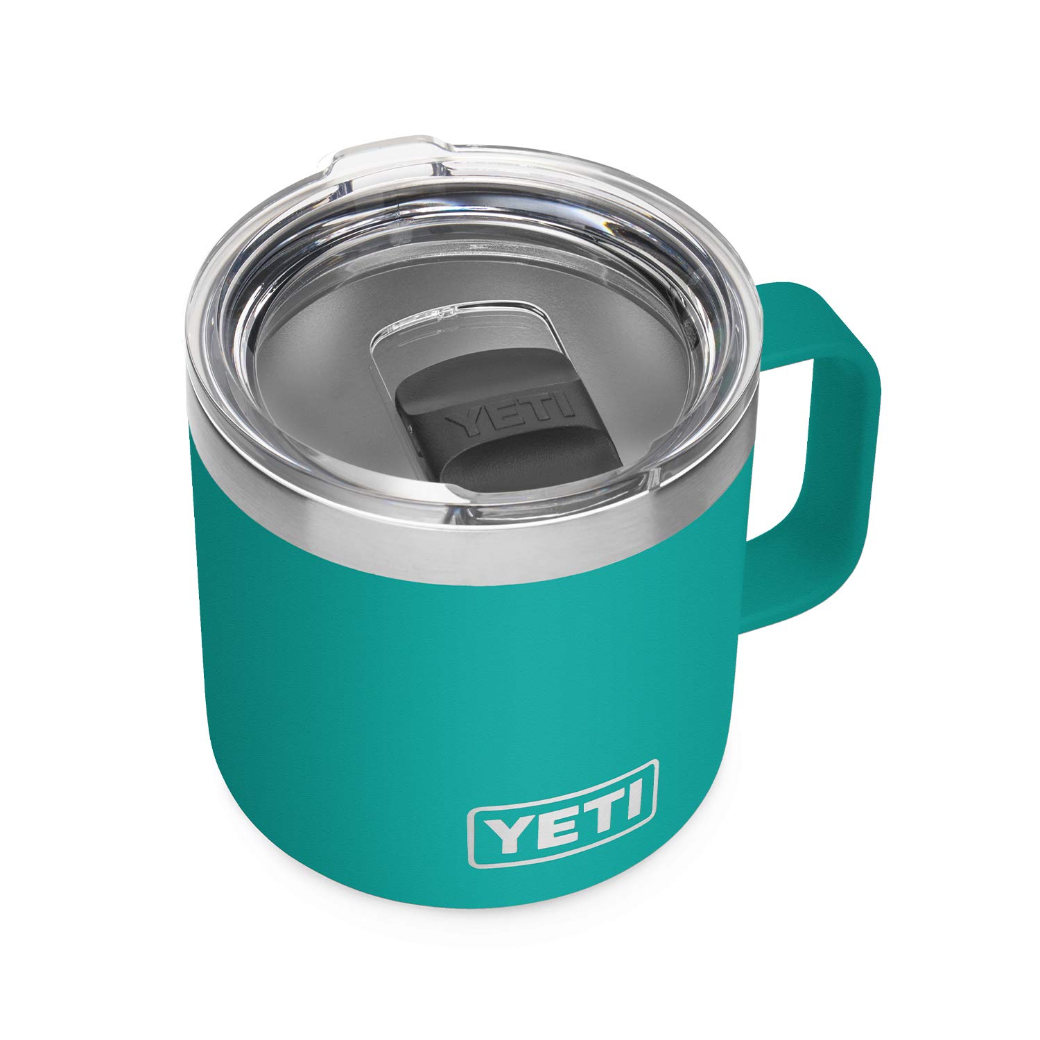 YETI Rambler 14 oz Mug, Vacuum Insulated, Stainless Steel with MagSlider Lid, Aquifer Blue