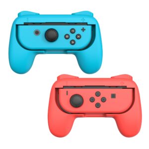 TALK WORKS Comfort Grips for Nintendo Switch Joy-Con - Secure Fit Gaming Controller Grips, Gamer Accessories for Joy-Con, Handheld Joystick Remote Control Holder Joy-Con Kit - Blue/Red Combo (2 Pack)