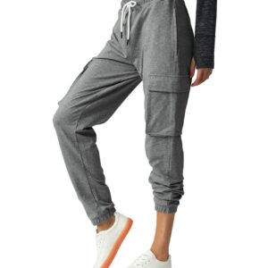 SPECIALMAGIC Women's Cargo Sweatpants Cotton Athletic Joggers 4 Pockets Sporty Pants Heather Grey Medium