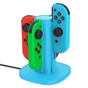 talk works joy con charging dock for nintendo switch - joycon docking station charges up to 4 joy-con controllers simultaneously (controllers not included) - blue