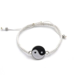 COLORFUL BLING 2 Pcs Beaded Beads Yin Yang Strand Wrap Rope Cord Bracelet Set Bangle for Couple BFF Matching Puzzle Pendant Bracelet Friendship for Women Men Jewelry Gifts-Rope