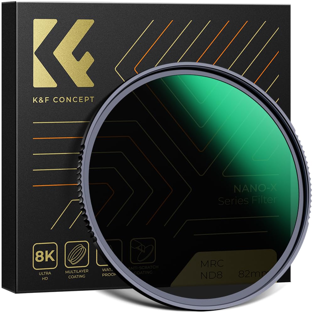 K&F Concept 62mm ND8 (3-Stop Fixed Neutral Density Filter) ND Lens Filter, 28 Multi-Layer Coatings HD Hydrophobic Ultra Slim Nano-X Series Filter for Camera Lens