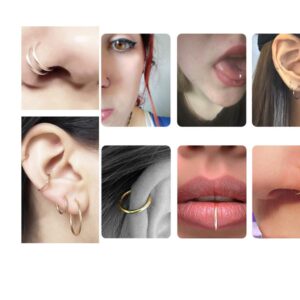 outerunner Hypoallergenic Nose Ring Hoop 2 Piece Gitanium Surgical Steel Nose Hoop 20G 18G 16G 14G (6mm-14mm) Perforated Ring Nasal Cavity Cartilage Spiral Tragus Rook Body Piercing Ring