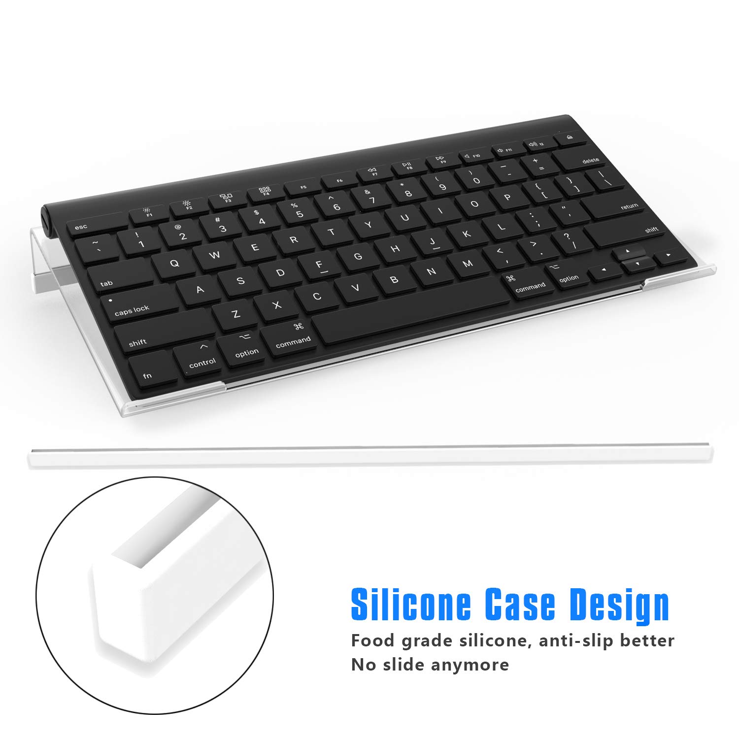 Richboom Acrylic Keyboard Stand for Slime/compact Keyboard, 78 keys Tilted Computer Keyboard Holder with Silicone Strip, Compact, 11.8" Length