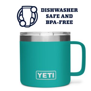 YETI Rambler 14 oz Mug, Vacuum Insulated, Stainless Steel with MagSlider Lid, Aquifer Blue