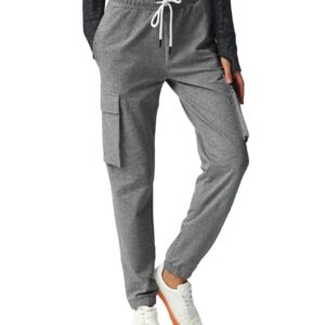 SPECIALMAGIC Women's Cargo Sweatpants Cotton Athletic Joggers 4 Pockets Sporty Pants Heather Grey Medium