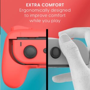 TALK WORKS Comfort Grips for Nintendo Switch Joy-Con - Secure Fit Gaming Controller Grips, Gamer Accessories for Joy-Con, Handheld Joystick Remote Control Holder Joy-Con Kit - Blue/Red Combo (2 Pack)