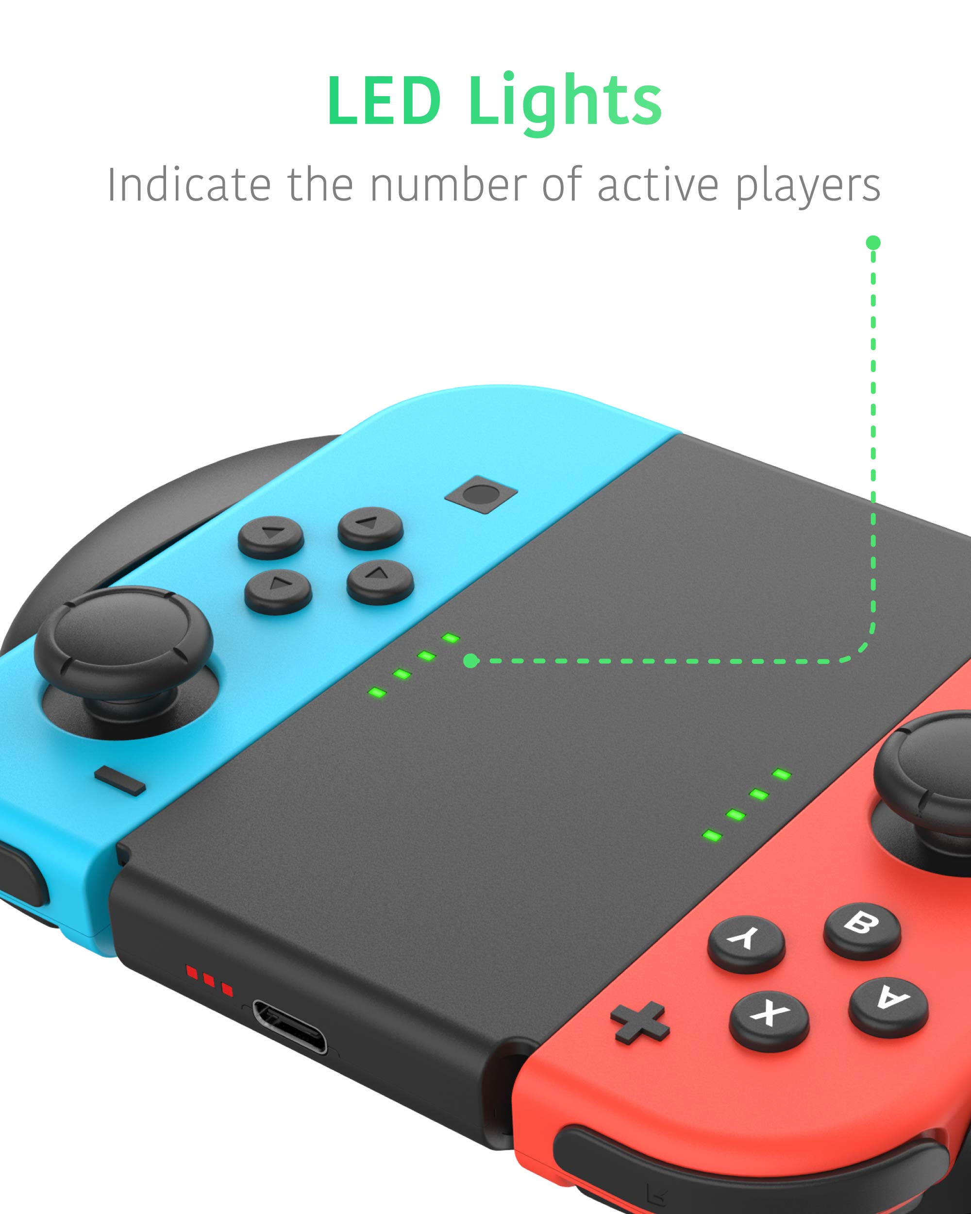 TALK WORKS 2-in-1 Dual Grip Joycon Charging Controller for Nintendo Switch - Comfort Grip Left/Right Joycons Charger Wireless Remote or Single Joy-Con Grip Option