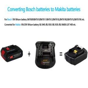 AuthFrank Battery Adapter converts for Bosch 18V Lithium Battery to for Makita 18V Lithium Battery BL1840 BL1850 BL1830 BL1860B LXT 400 etc.