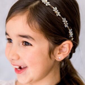 SWEETV Flower Girl Hair Accessories for Wedding Headband Girls Headpiece Princess Crystal Hair Pieces for Birthday Party, First Communion