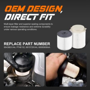 6.7L Cummins Fuel Filter Water Separator Set for 2019 2020 2021 2022 2023 2024 Dodge Ram 2500 3500 4500 5500 6.7 Cummins Diesel Turbo Engine Replaces 68157291AA, 68436631AA, 68065608AA, PF46152