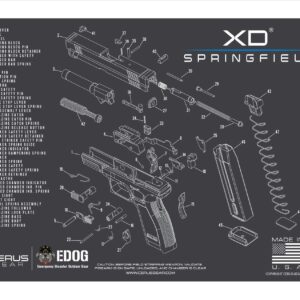 EDOG Range Warrior 27 Pc Gun Cleaning Kit - Compatible with Springfield Armory XD - Schematic (Exploded View) Mat, Range Warrior Universal .22 9mm - .45 Kit & Tac Book Accessories Set