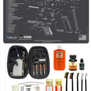 Gen 3 Gun Cleaning Kit & Accessories Compatible with Glock Gen 3 Pistol Schenatic Cleaning Mat for 22.38 9mm .45 Hoppes Gun Oil & Solvent Clenzoil CLP Cleaner Brush Picks & Patches