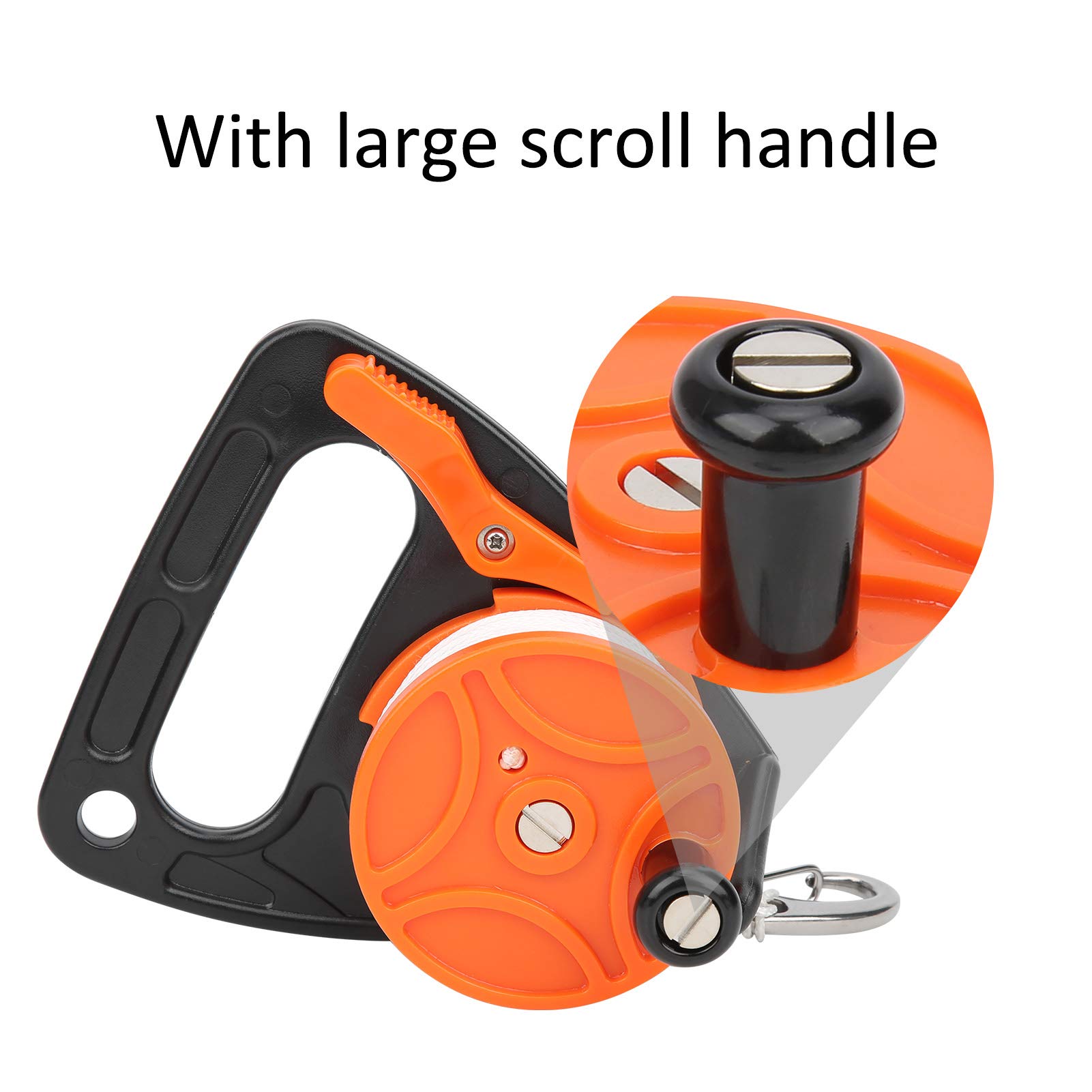 Diving Reels, 150ft Dive Reel, Diving Line Reel Diving Equipment with Handle Card Position PP Rope Combination for Wreck Equipment Underwater Diving/Cave Drift Diving(Orange)