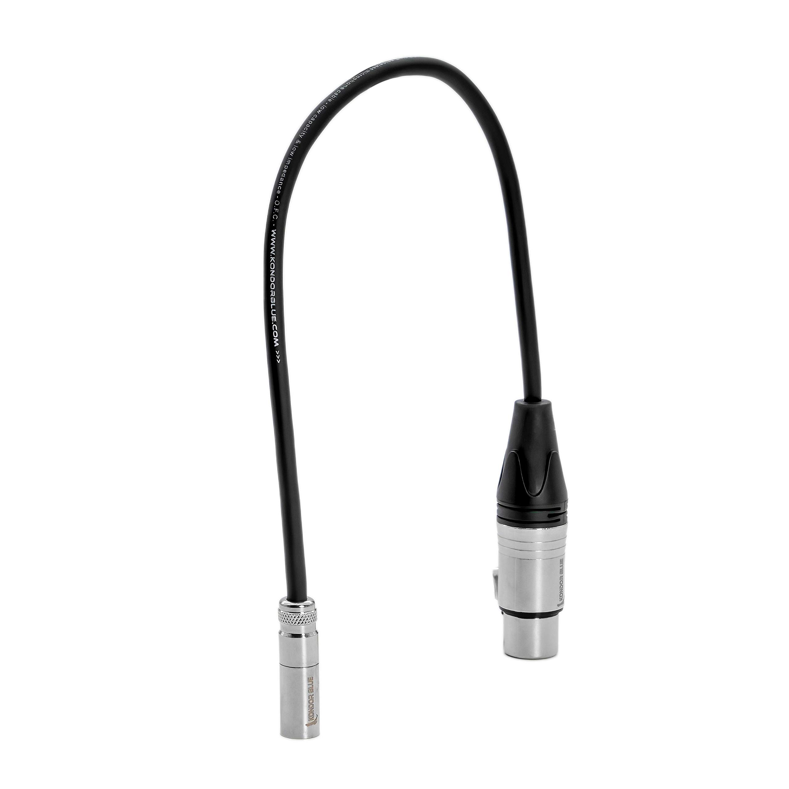 KONDOR BLUE XLR Cable for Set and Studio Audio Recording and Playback (16" Inch, TA4M Mini XLR to XLR, Black)