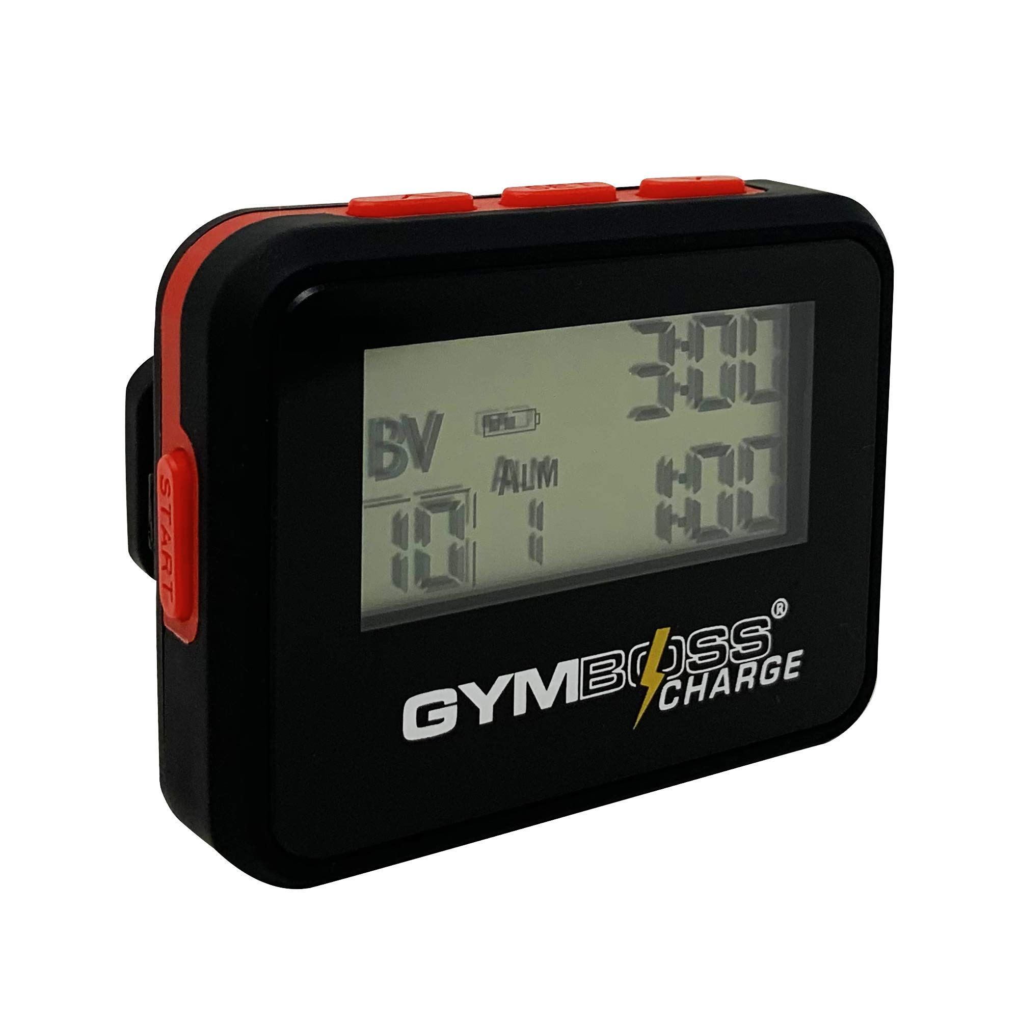 Gymboss Charge Interval Timer and Stopwatch & Watchstrap - Bundle (Black/Red)