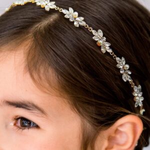 SWEETV Flower Girl Hair Accessories for Wedding Headband Girls Headpiece Princess Crystal Hair Pieces for Birthday Party, First Communion