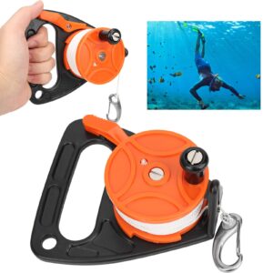 diving reels, 150ft dive reel, diving line reel diving equipment with handle card position pp rope combination for wreck equipment underwater diving/cave drift diving(orange)