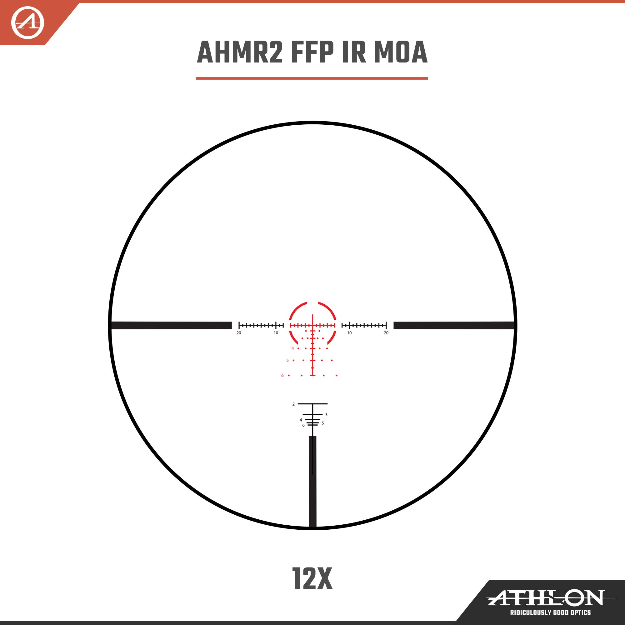 Athlon Optics 214104: Helos BTR Gen2 2-12X42 Riflescope Ahmr2 Ffp Ir Moa Reticle