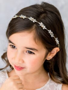 sweetv flower girl hair accessories for wedding headband girls headpiece princess crystal hair pieces for birthday party, first communion